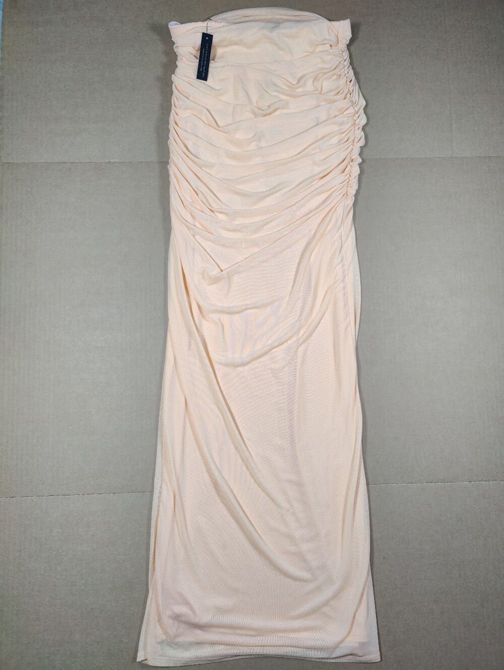 NWT AFRM Women Strapless Peach Fuzz Orange Ruched Maxi Dress Size S